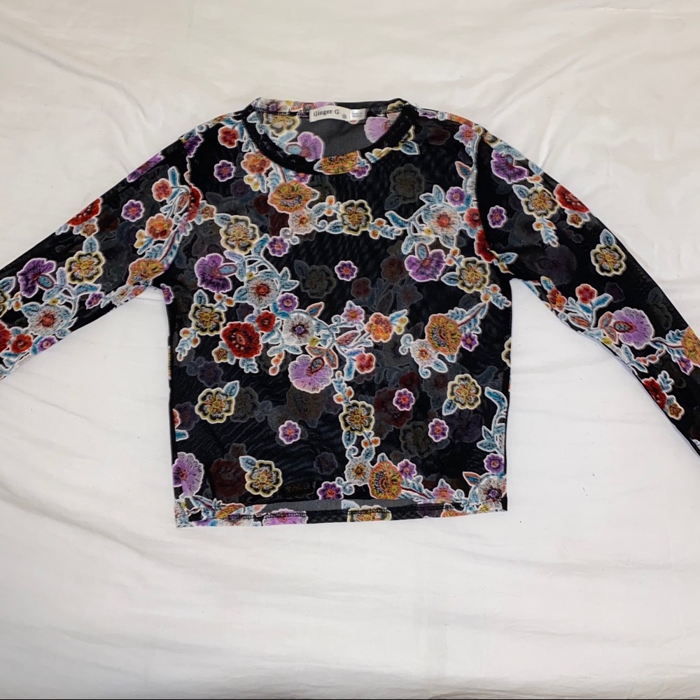Ginger G Mesh Floral Black Shirt